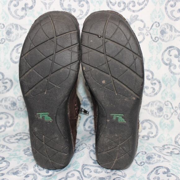 Thom McAn Brown Suede Side Zip Ankle Boots Booties Size 8.5 Contrast Stitching - Picture 6 of 10